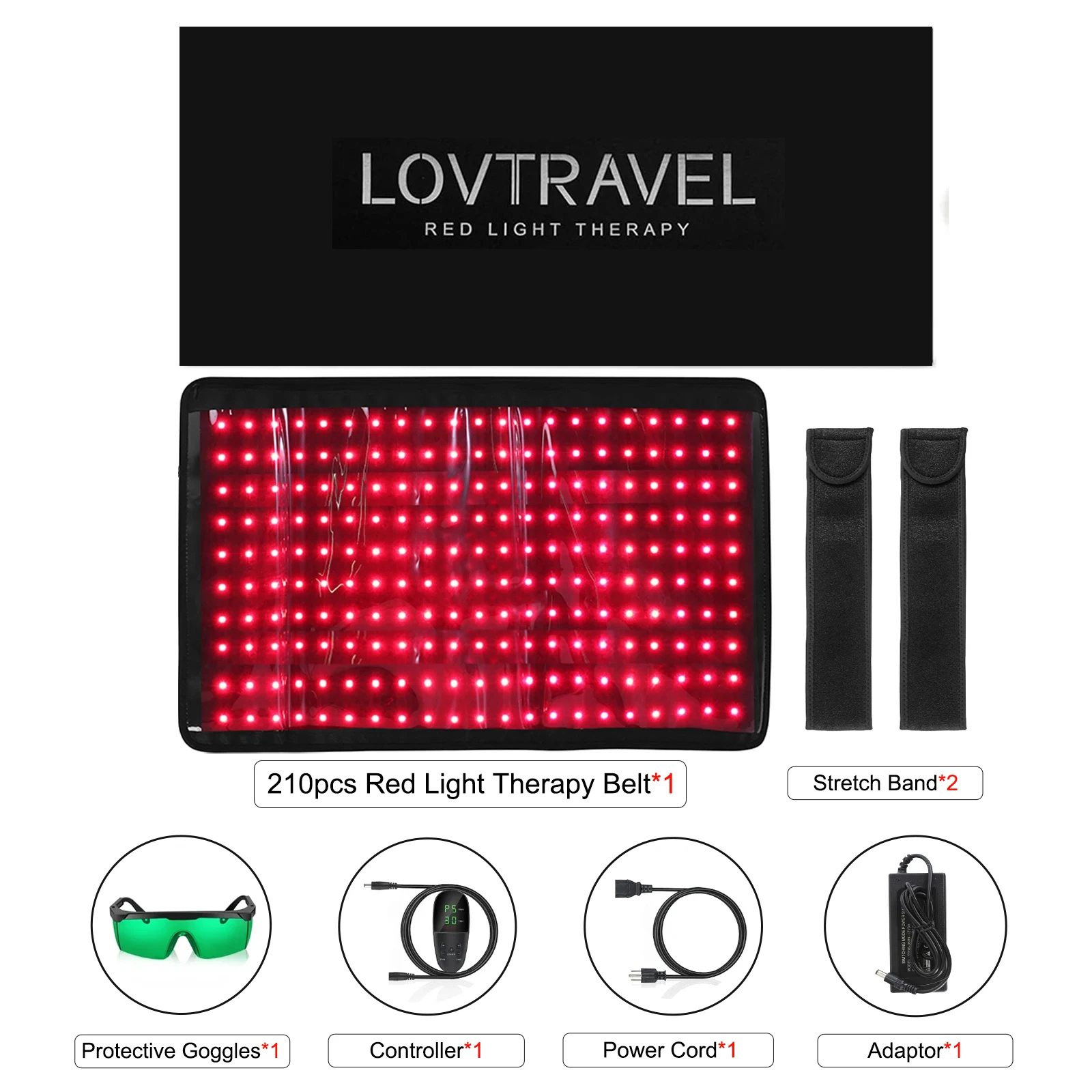 LOVTRAVEL-almohadilla de terapia de luz roja, envoltura adelgazante con calefacción infrarroja, para alivio del dolor muscular, quema de grasa, 210