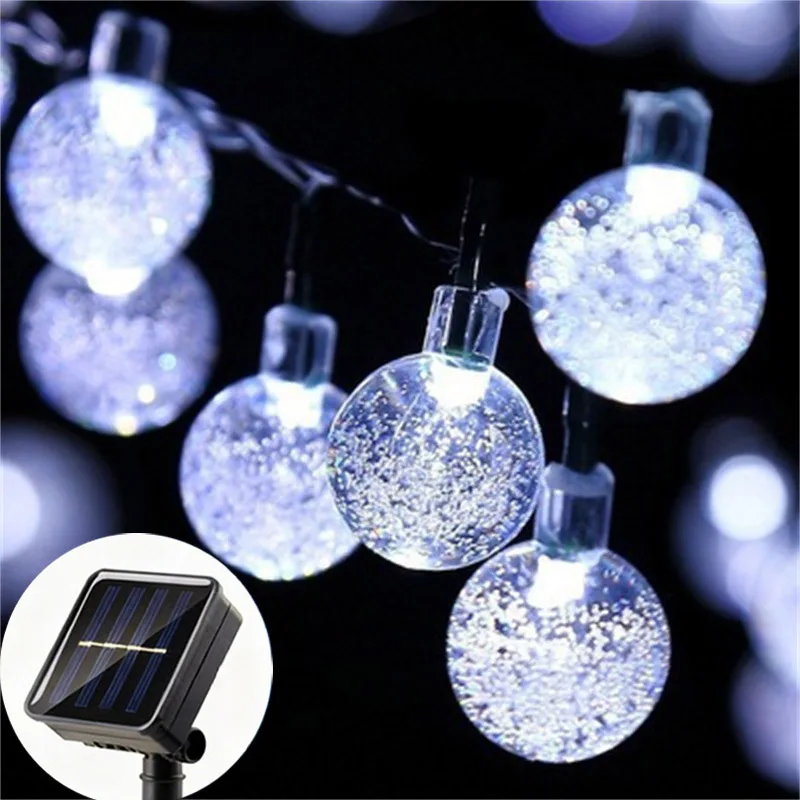 2026 New Solar Crystal Globe LED String Lights LED Solar Outdoor Wedding Fairy Light Christmas Garland for Garden Party Decor