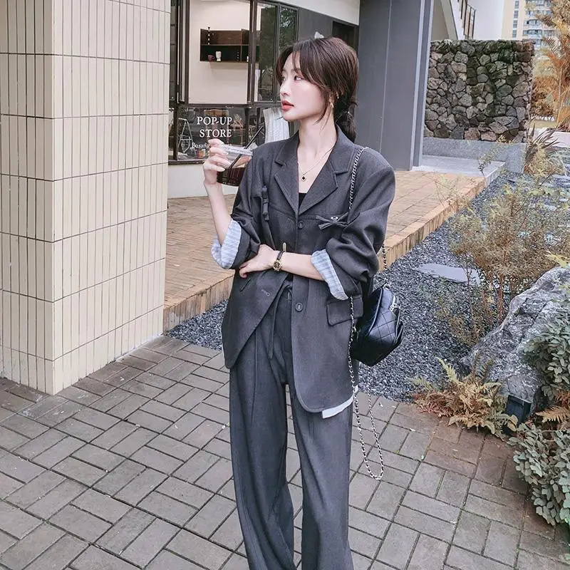 SuperAen Splicing Design Blazer da donna Primavera e autunno 2025 Nuovi pantaloni blazer casual Set da due pezzi