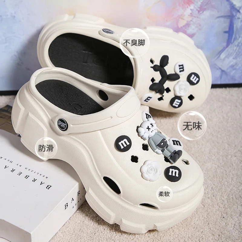 Women's Shoes 7cm Platform Sandals Casual Korean-style High Quality Garden Shoes Unique Non-slip Beach Shoes Fashion Hole Shoes