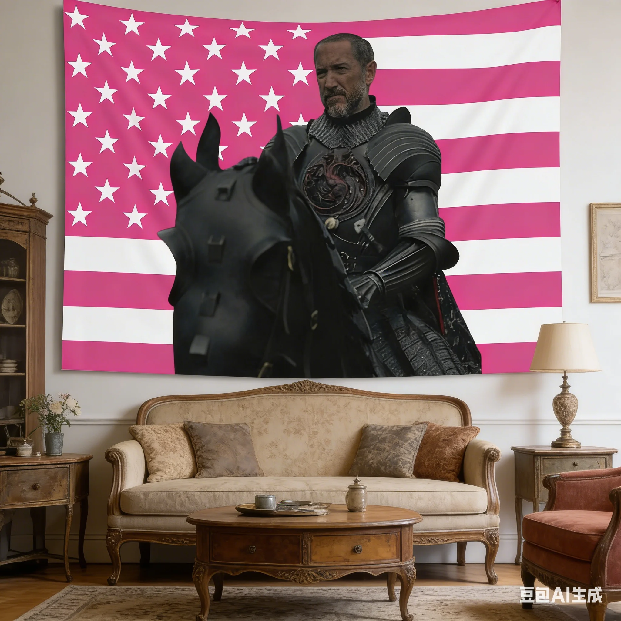 Baelor Targaryen Tapestry Multiple Sizes HD Print Bertie Carvel House Dragon Pink Flag Soft Polyester Indoor Wall Decor Gift