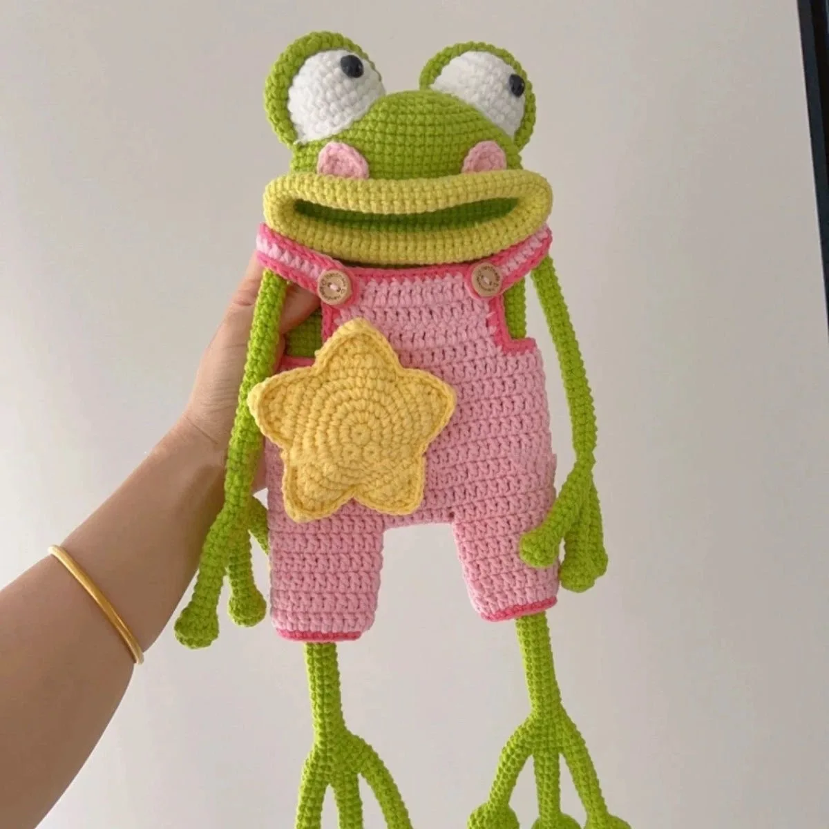 Children's Backpack DIY Crochet Material Kit Handmade Frog Dinosaur Bag Yarn Craft Gift