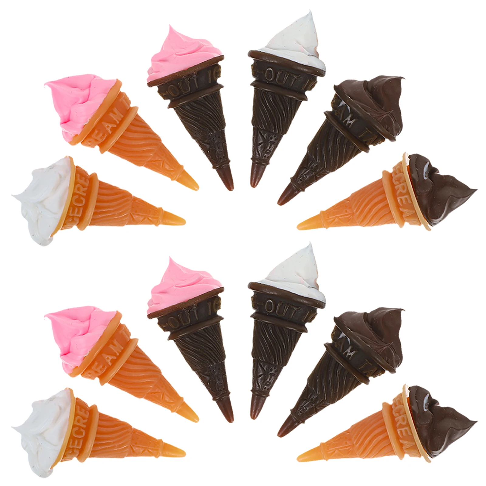 

12pcs Miniature Decor For Resin Mini Desserts Simulated Food For Dollhouse Kitchen Tiny Ice Cream Cones Mini House Ice Cream