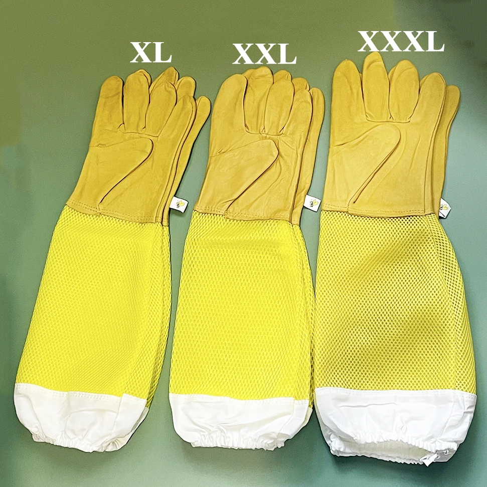 Anti Sting Through Wear Gloves Sheepskin Soft Protective Hands From Bees Stopper Ventilated Vented Cotton Sleeve Mesh Apiarist