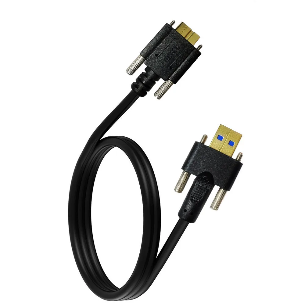 USB 3.0 Micro B Cable with M3 Fixing Screw AM to Micro B for M2 Hard Disk Computer Industrial Camera - Durable Data Transfer Cor