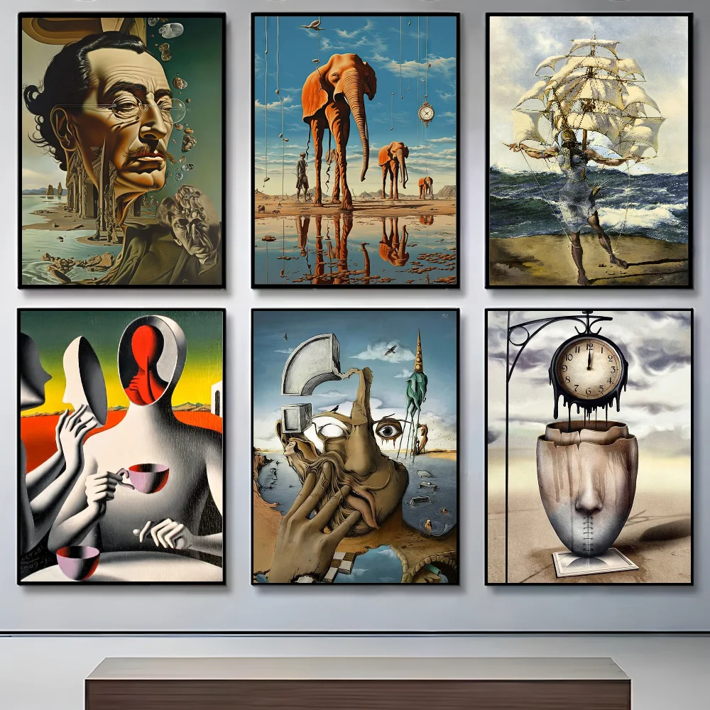 Póster divertido de Salvador Dalí, decoración del hogar, pared adhesiva HD, impermeable, decoración del hogar, sala de estar, dormitorio, bar