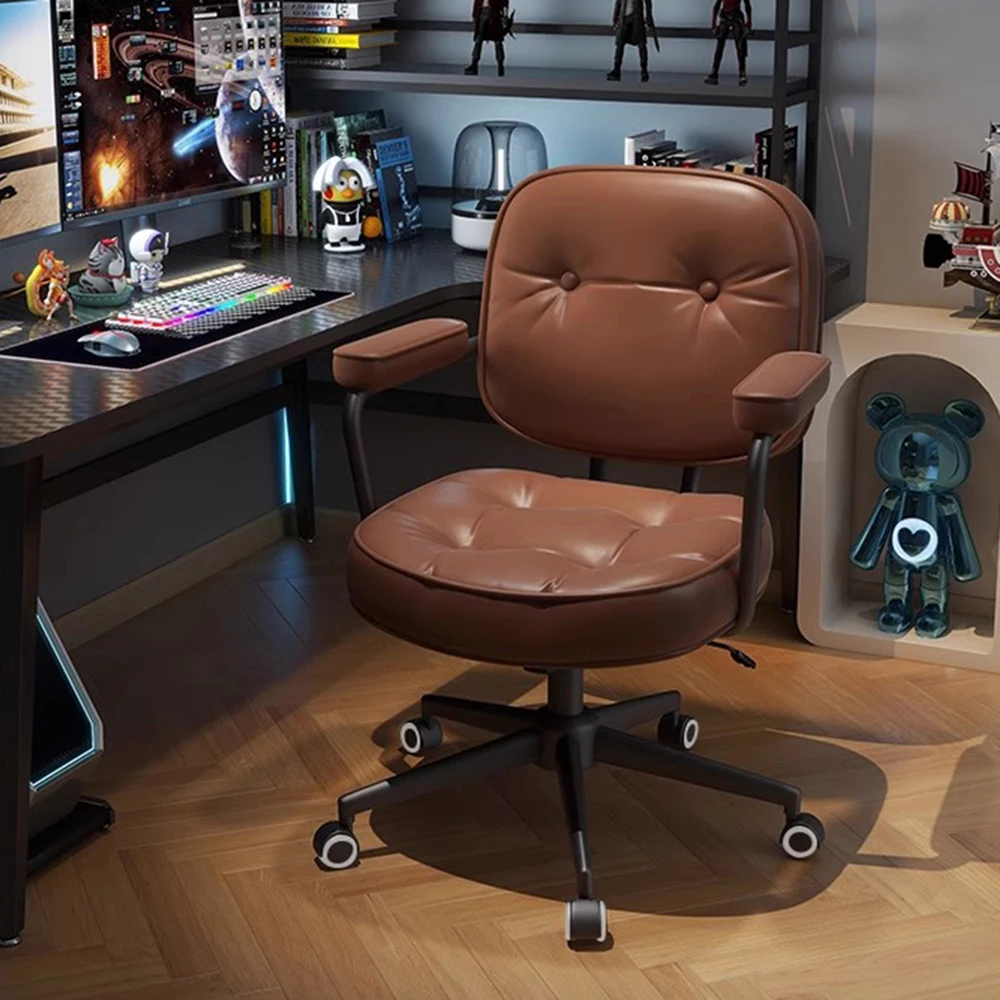 Wheels Office Modern Chair Sponge Vintage Women Vanity Desk Chairs Luxury Comfy Gaming Chaise De Bureau Home Accessories