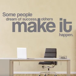 Inspirational Sentences Office Wall Sticker Make It Happen Quotes Decor Company Culture Classroom Motivational Decals Mural Q004