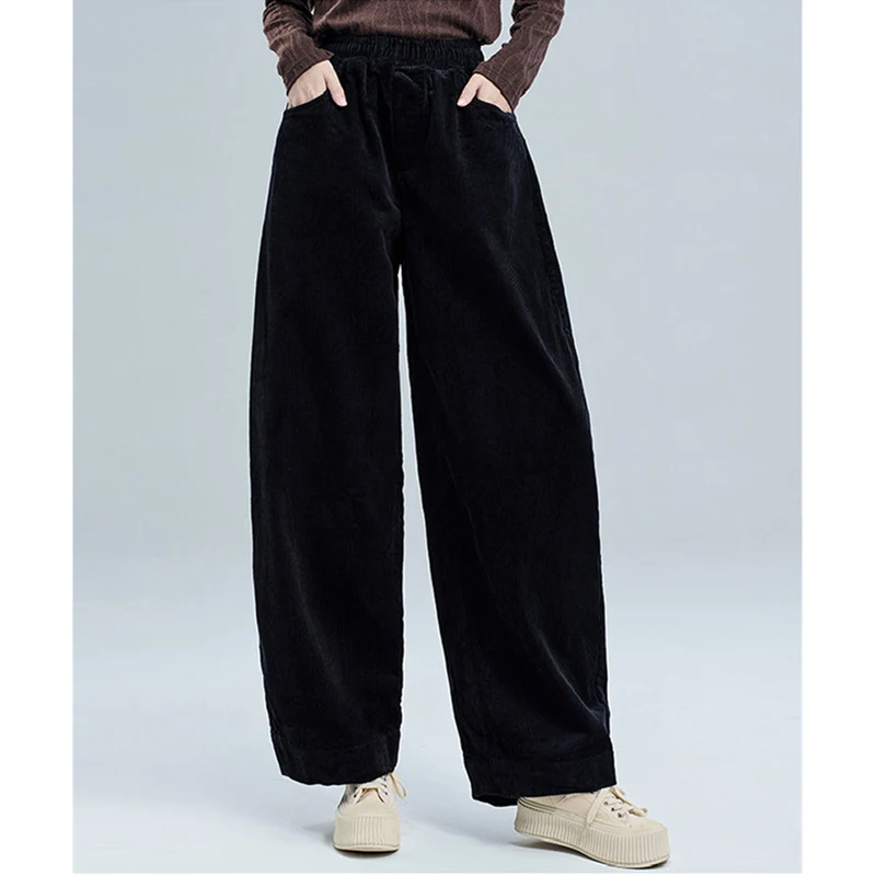 Korean Corduroy Harem Pant Women Casual Solid Ankle-Length Pant Versatile High Waist Loose Trousers Autumn Winter