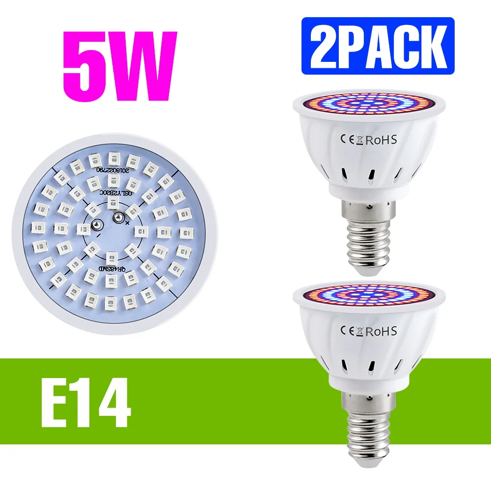 9W LED Volledige Spectrum Grow Lamp E27 Indoor Hydrocultuur Groei Doos E14 Succulente Zaailingen 220V Kas tent Teelt Verlichting