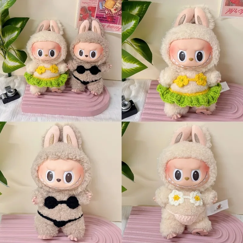 

High Quality for Labubu Clothes Outfit Accessories Hand Knitted Bikini 15-17cm Doll One-piece Swimsuit Clothing No Doll in Stock