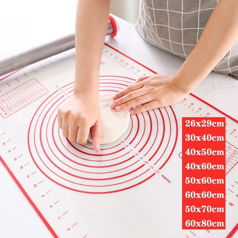 Silicone Baking Mat Rolling Kneading Pad Pastry Tools Crepes Pizza Dough Non-Stick Silicone Mat For Kitchen