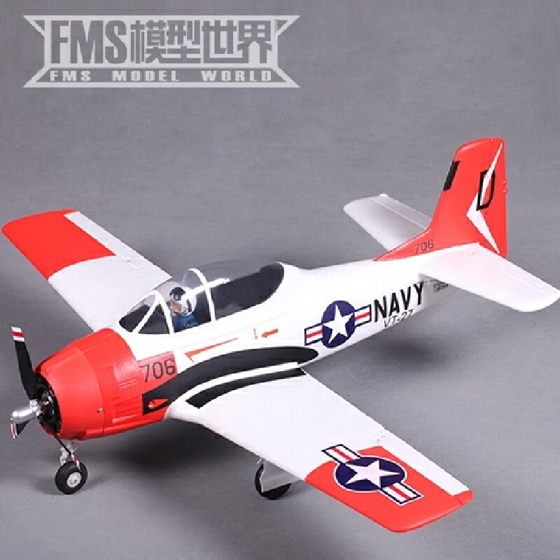 FMS 800 mm T-28 V2 rotes realistisches Flugzeugmodell aus dem Zweiten Weltkrieg mit festem Flügel und elektronischer Fernbedienung