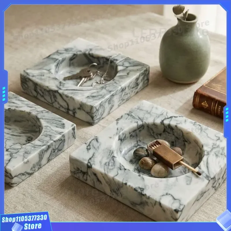 Marble Ashtray for Living Room Decor Exotic Moss Green Plant Landscaping Container Model Room Decoration Ornamental Pot