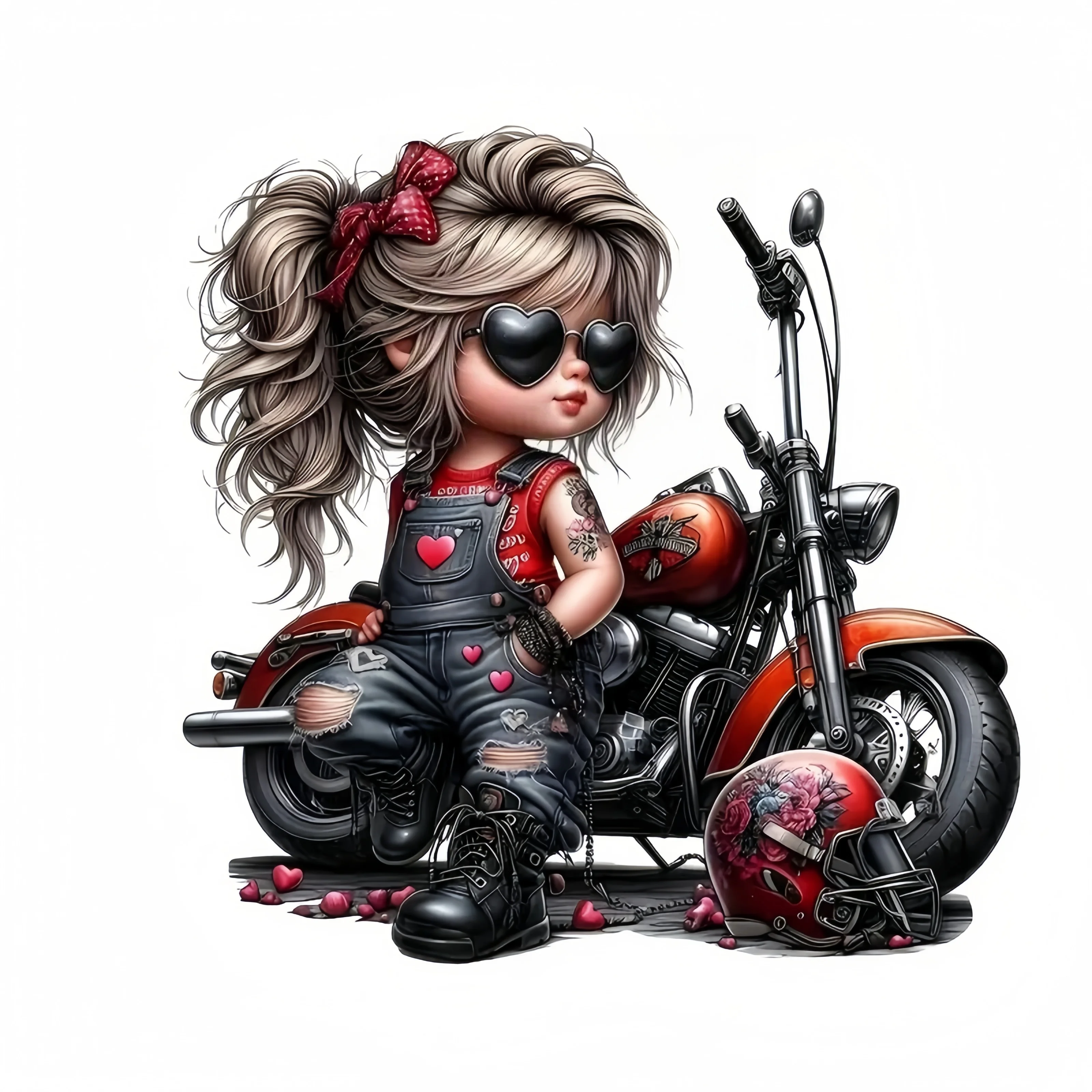 1Pc Punk Biker Girl Vinyl Sticker, Weather‑Resistant PVC Decal For Car Laptop Wall Multi‑Surface Decor, Holiday Gift