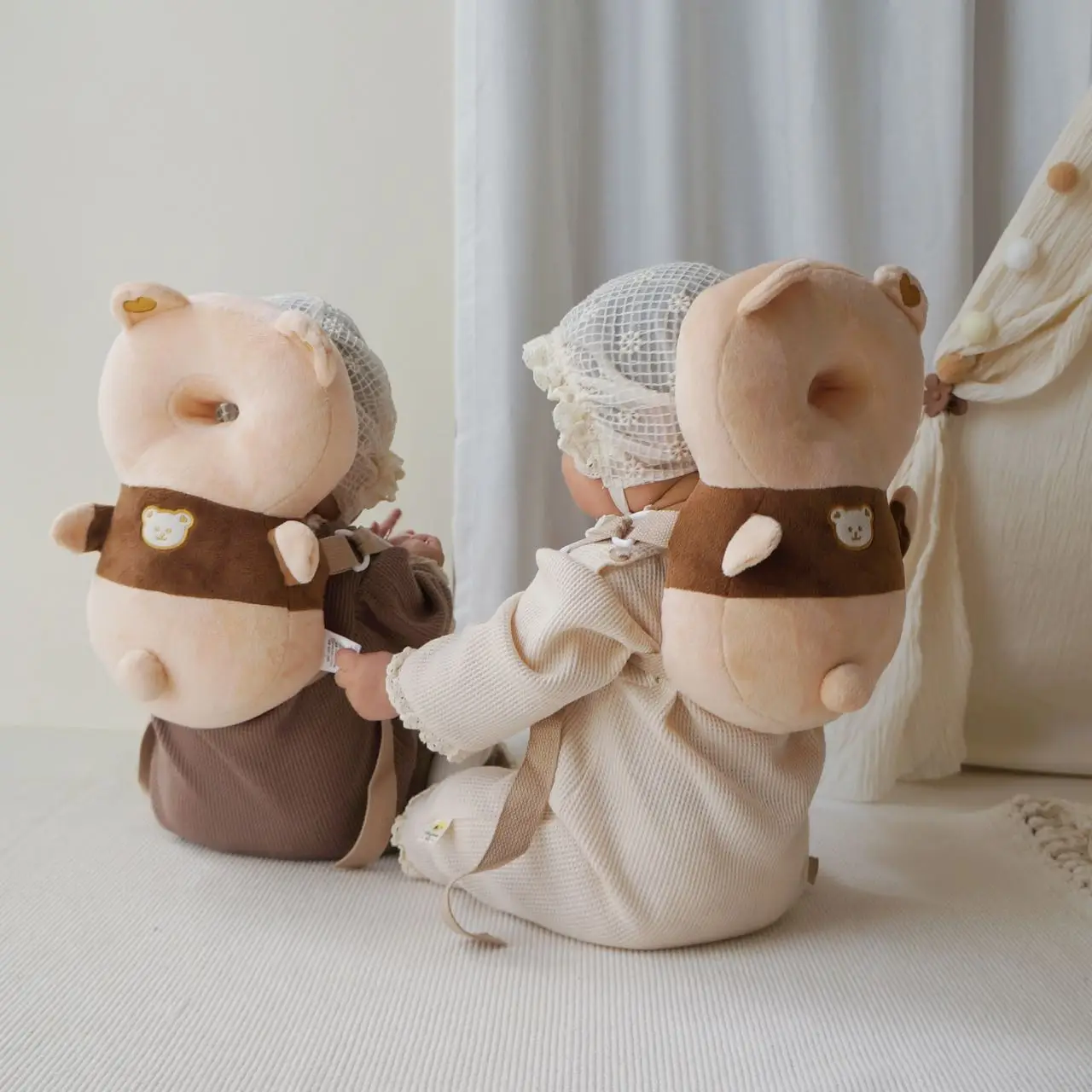 

Cotton baby toddler anti-fall pillow bear head and back protective pad multi-functional anti-collision companion