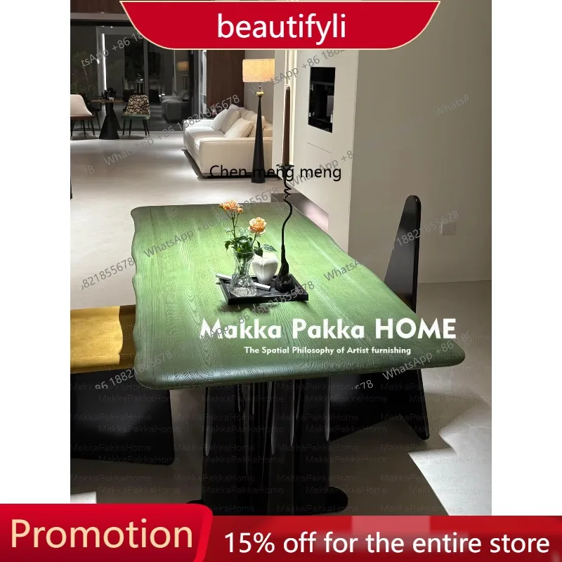 

Дизайнерский креативный обеденный стол из цельного дерева в средневековом стиле, прямоугольный обеденный стол для домашнего искусства 01A