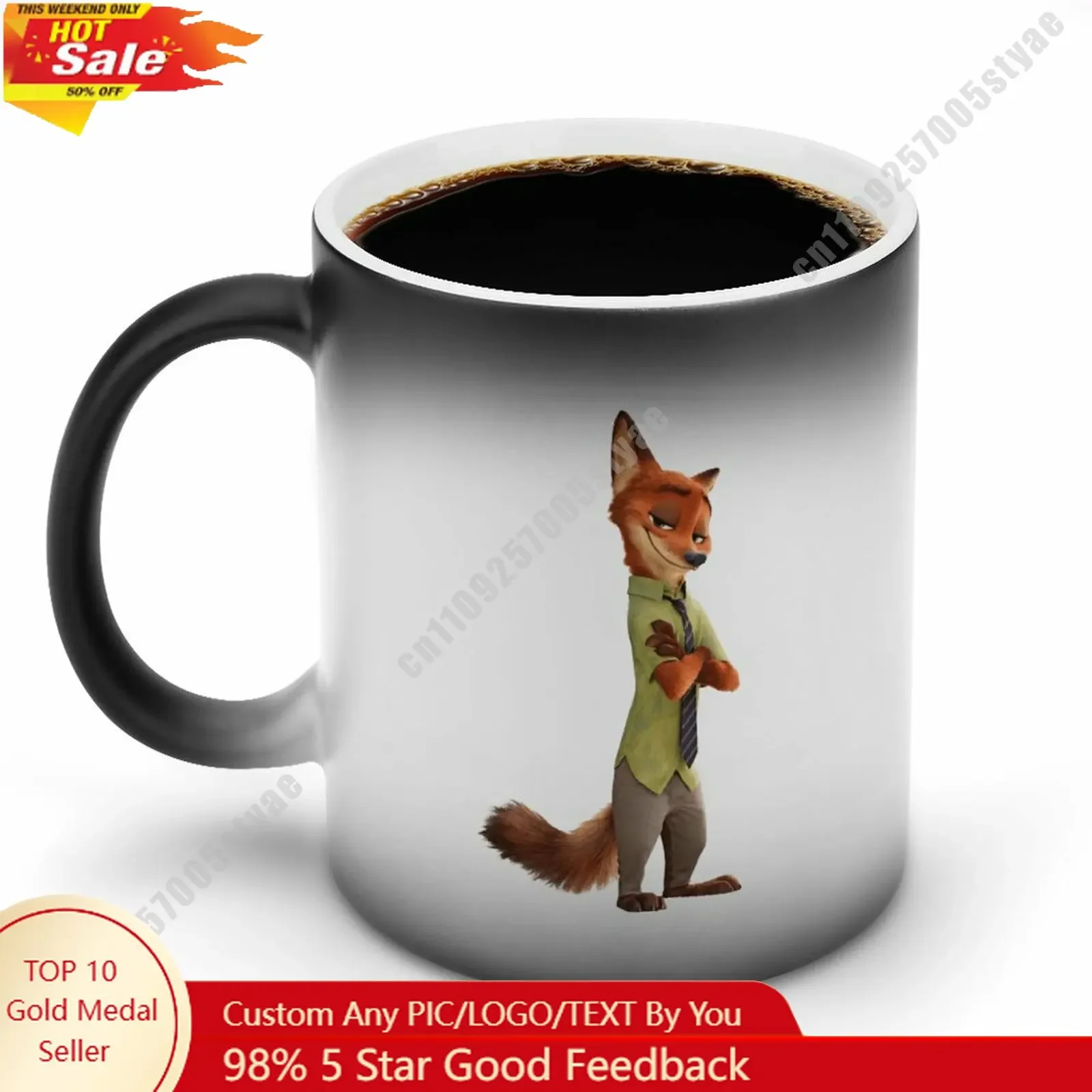 

Nick Wilde Color Changing Mug Disney Cartoon Custom Personalized Photo Printing DIY Coffee Cup Birthday Gift Ceramic Mug