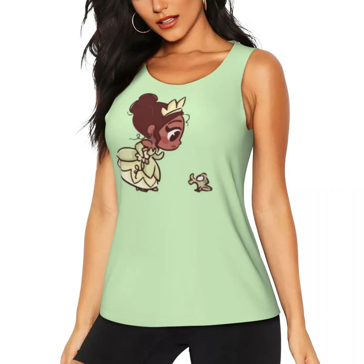 Custom Princess Tiana Watch The Frog Hawaiian Yoga Tank Tops Women Gym Workout Sports Shirts