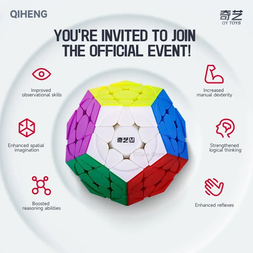 جديد!!! [ECube] QiYi QiHeng S2 Megaminx M مكعب السرعة المغناطيسي بدون ملصقات احترافية ضد الإجهاد ألعاب ألغاز متحركة للأطفال