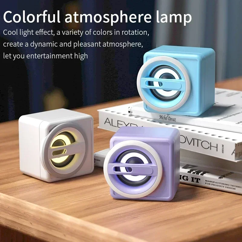 For PC Laptop Notebook 2PCS/Set Cute Computer Speaker LED Light USB Wired Speakers Hifi Sound Surround Cartoon Loudspeaker