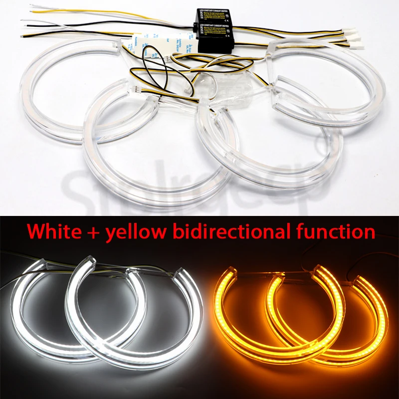 Ojos de Ángel LED de cristal para BMW E46 M3 E38 E39 E36, sintonización de faros de xenón, anillos de Halo estilo DTM, luz diurna DRL, reequipamiento 131mm x 4