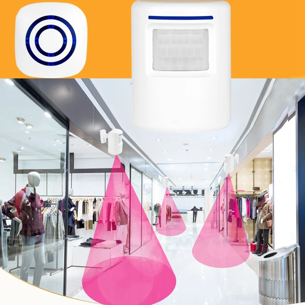 A003 campainha sem fio pir sensor infravermelho detector de movimento entrada campainha da porta alarme com receptor & transmissor plugue da ue