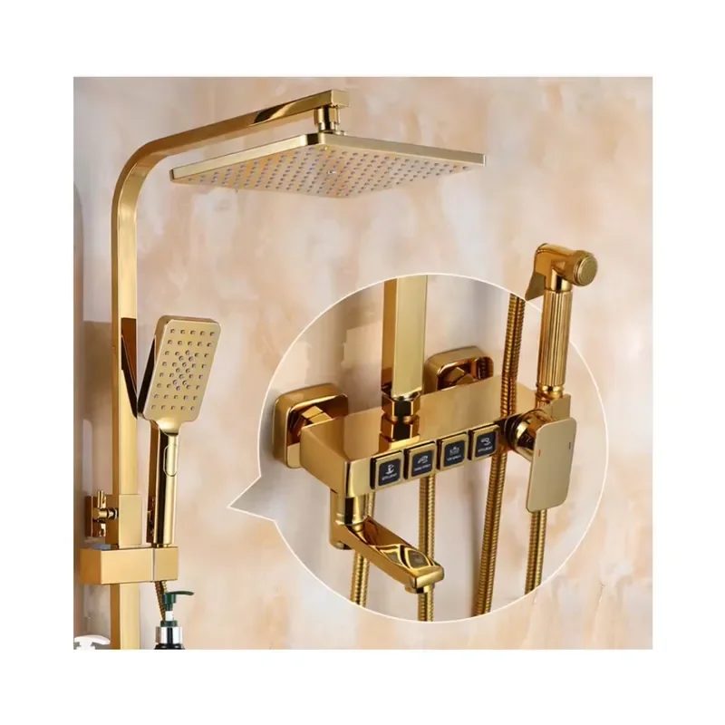 New Intelligent Digital Display Design Modern Bathroom Shower Set Gold Shower System With Bidet Sprayer