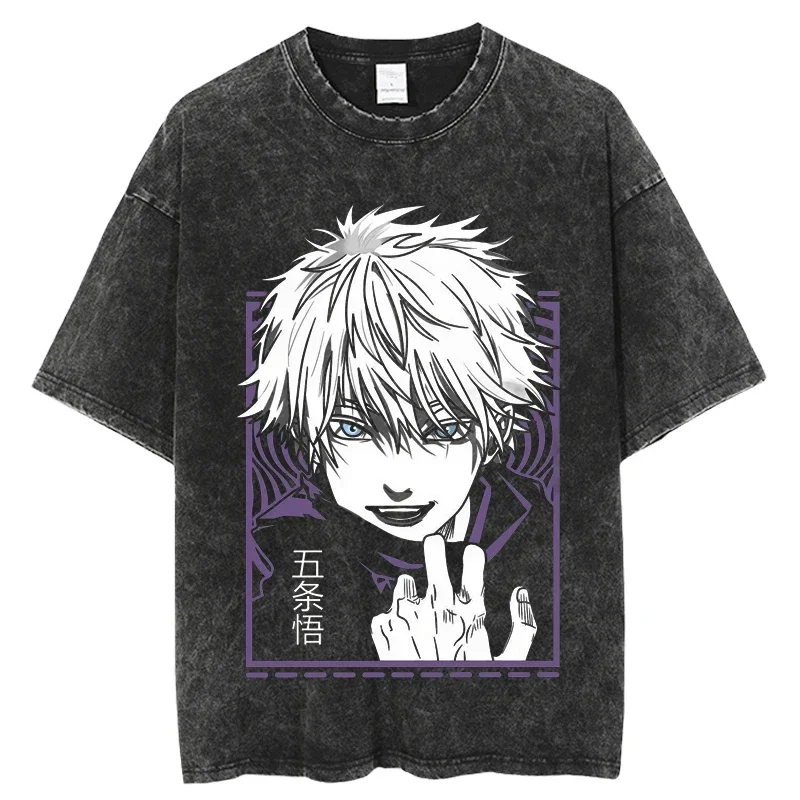 

Hotsale Japanese Anime Jujutsu Kaisen TShirts Streetwear Short Sleeves Washed Casual Hip Hop Harajuku Oversized Top Tees T-Shirt