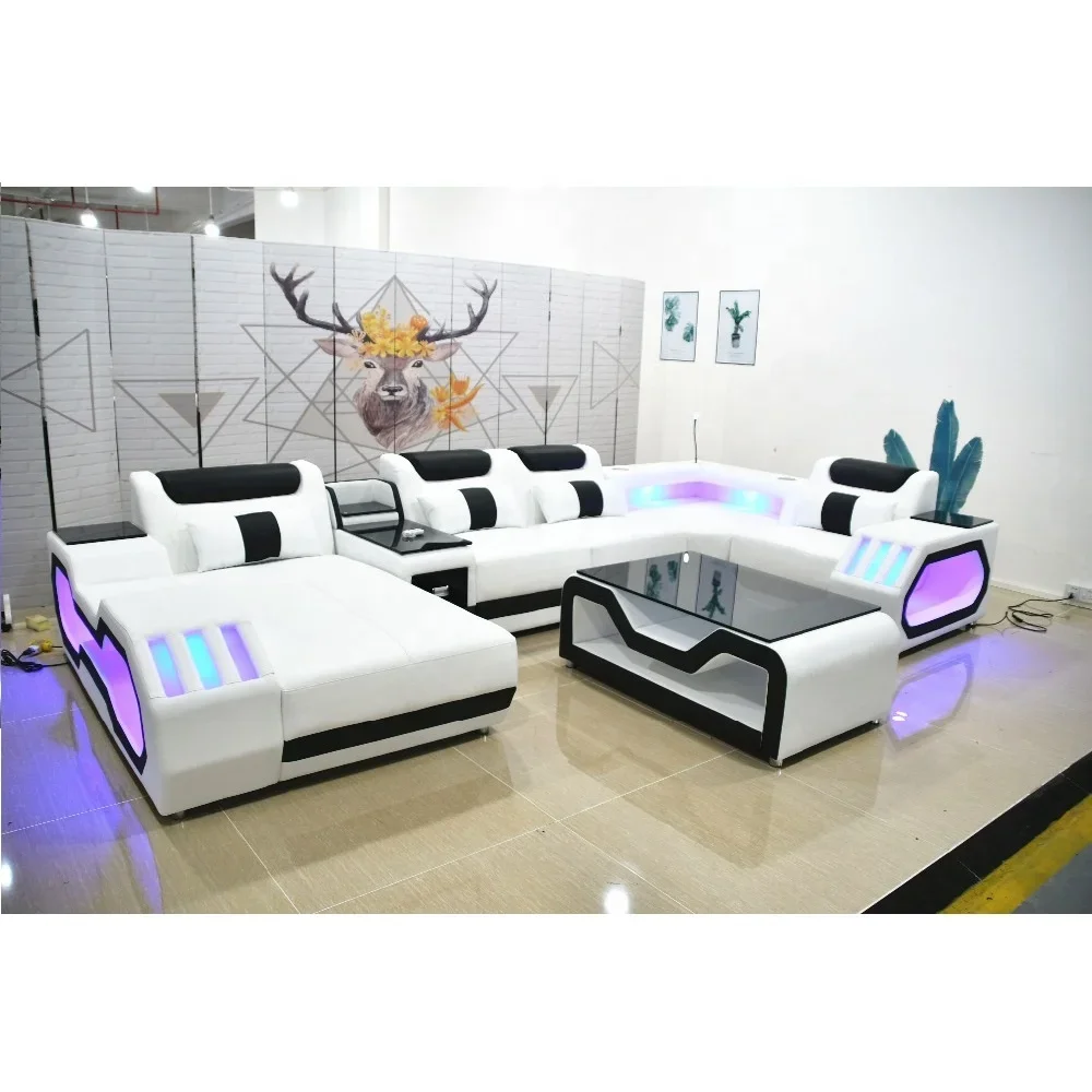 New arrival modern design living room furniture top quality living room sofa set white color leather sofa