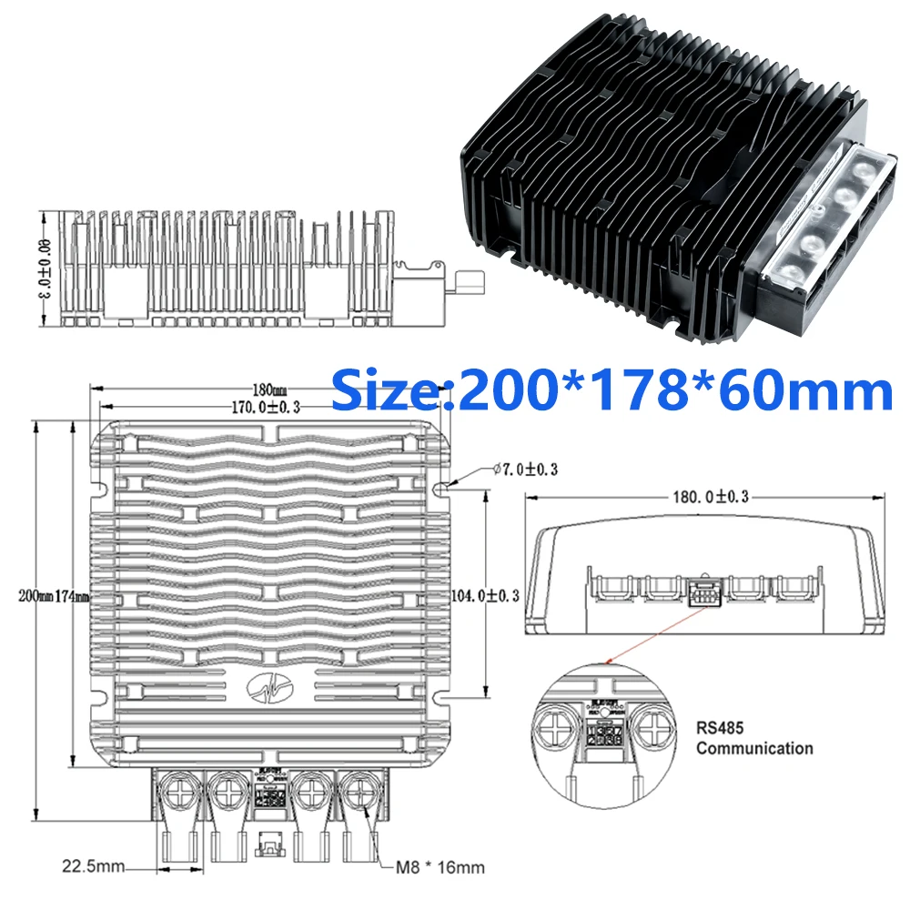 Wide Input 10-60VDC Boost Buck Converter 12V 24V 36V 48V 60V Max 100A 1500W Step Up Down Power Supply Voltage Stabilizer RS485