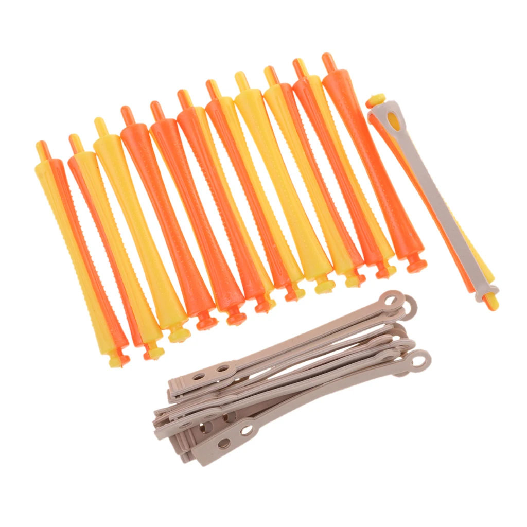 12 Pieces Plastic Perm Rods DIY Pin s ers Perming Rollers Clips Set