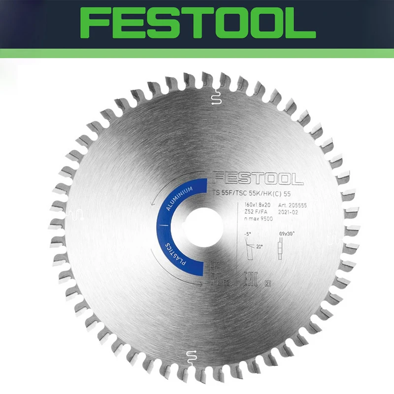 

FESTOOL 205555 Saw Blade 160 x 1.8 x 20 x 52T ALU/Plastics Fast Sharp Cutting Circular Saw Blade Tool Accessories