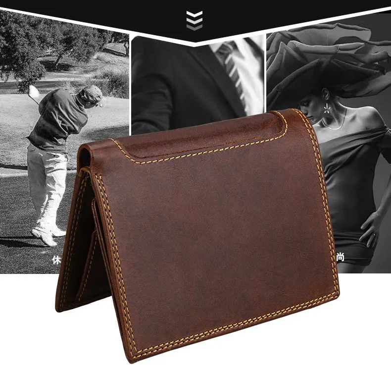 Name Angepasst Männer RFID Brieftaschen Hohe Qualität Echtes Leder Retro Männlichen Münzfach Karte Halter Geld Tasche Männer Geldbörsen Für Geschenk – Detail 4