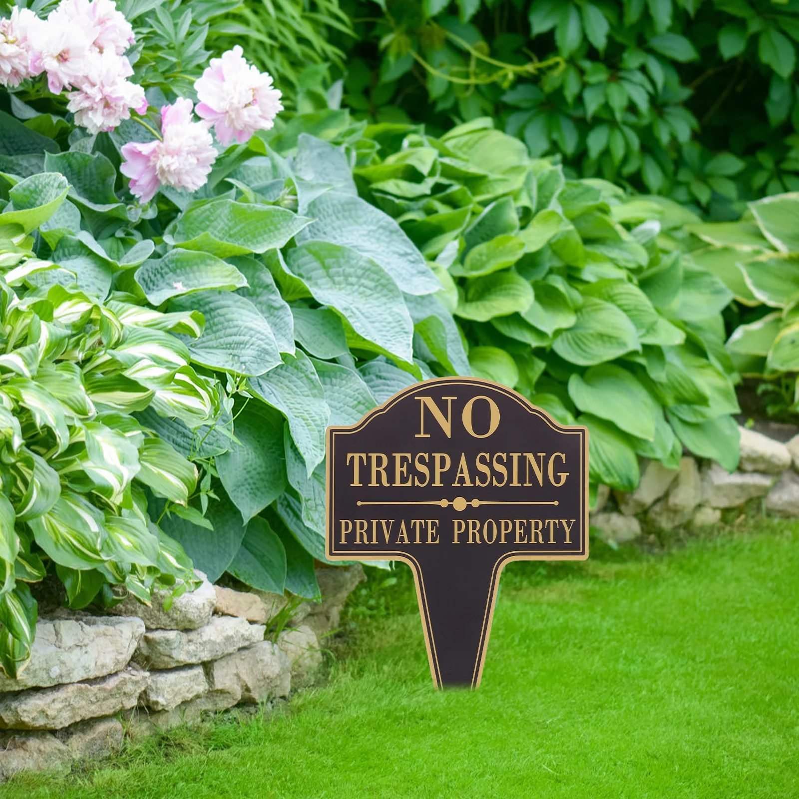 

Private Property No Trespassing Sign Outdoor Black Weatherproof Metal Security Yard Warning Stake for Lawn Garden Home
