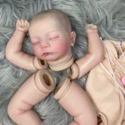 MRB 19 inch Already Painted Vinyl Reborn Doll Parts KAI Sleeping Baby 3D Painting Skin Visible Veins Soft Cloth Body Included