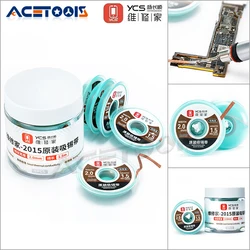 YCS 2mm 2015 Desoldering Braid Solder Remover Wick BGA Soldering Wire Tin Lead Cord Flux Absorption Line Braid Tape 1.5M tools