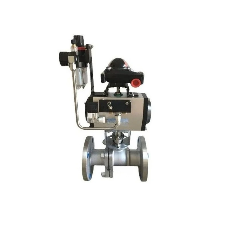 Q641F-16P Pneumatic flange stainless steel 304 ball valve O-type floating adjustment