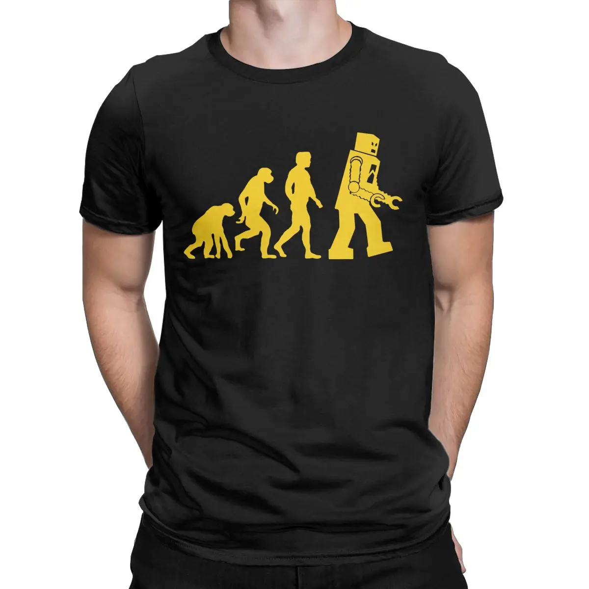 

Robot Evolution The Big Bang Theory Sheldon T-Shirts Men Funny 100% Cotton Tees O Neck Short Sleeve T Shirt Gift Idea Clothes