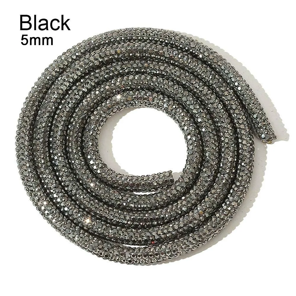 Round Shoelace Bracelet Bridal Dress Full Rhinestone Pipe Rhinestone Glass Crystal Cord Rhinestone Rope