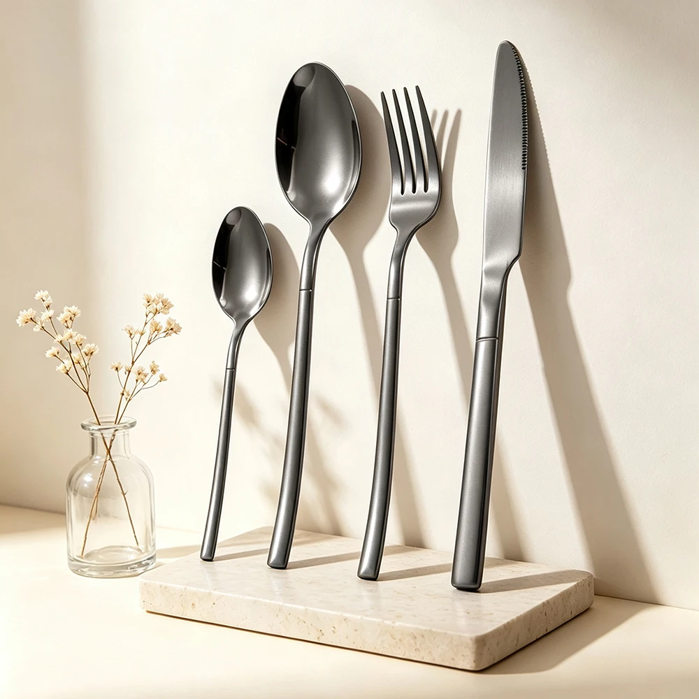 4Pcs/Set Black Wedding Cutlery Set Stainless Steel Tableware Knife Fork Spoon Dinnerware Set Kitchen Flatware Silverware
