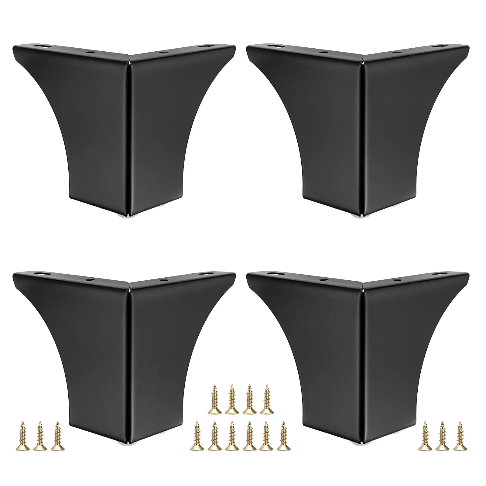 

4 Black Metal Corner Furniture Legs 4 Inch Heavy Duty Triangle Support Feet For Sofa Cabinet Table With Included Screws