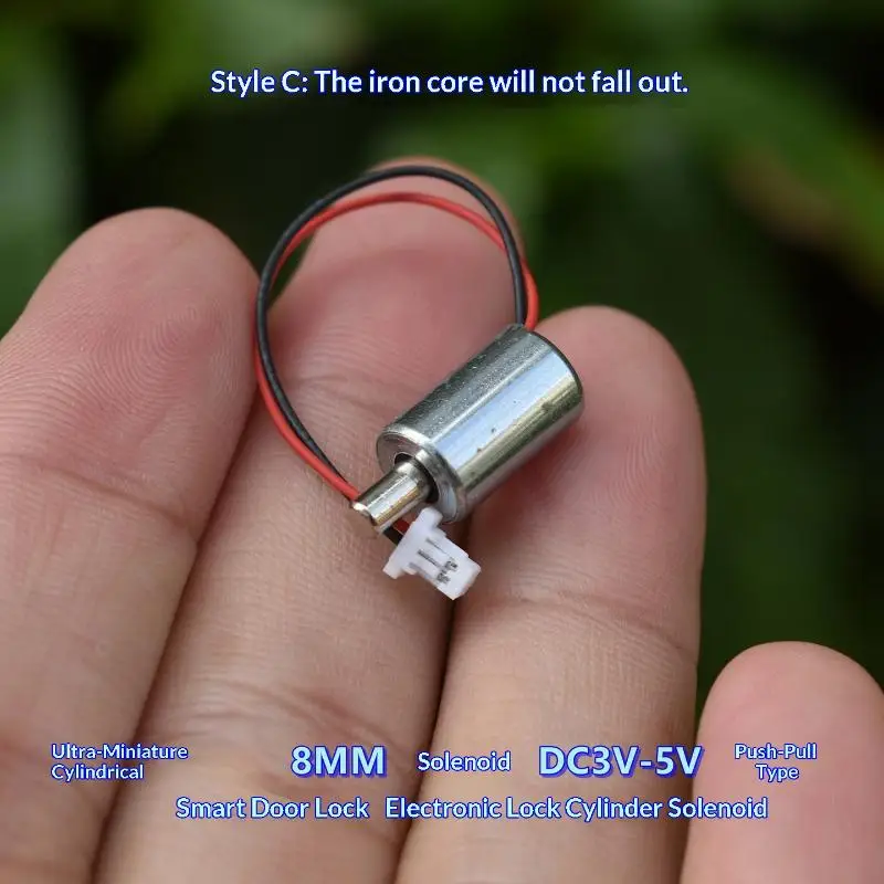 DC 3.7V 5V Mini Tubular Solenoid Electromagnet 8mm Push Pull Tiny Electromagnet for Automotive Electronics Small Actuator Use