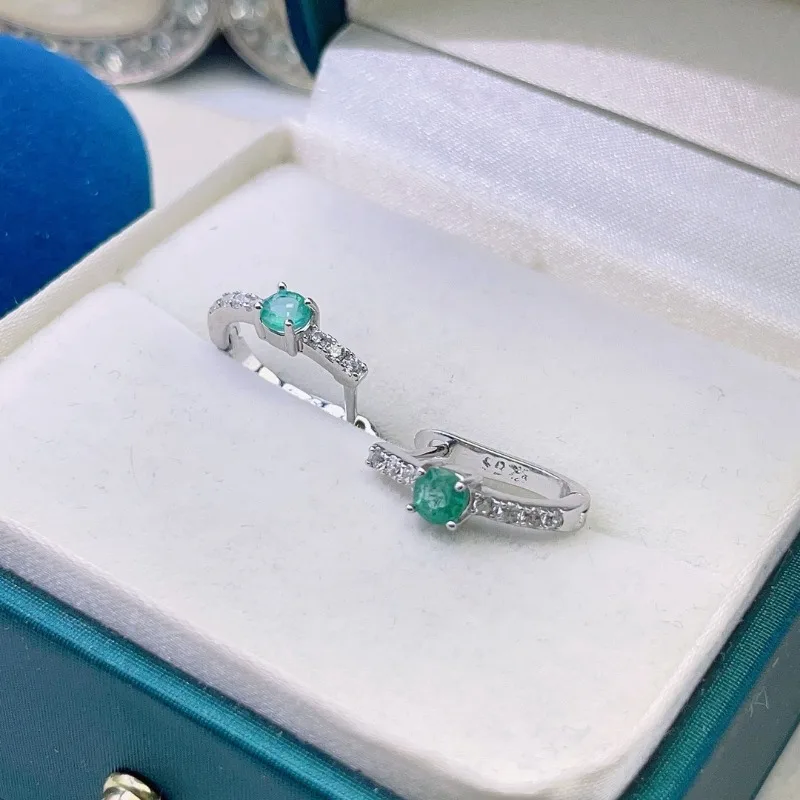 YULEM Natural Colombian Emerald Gemstone 3mm Earrings Real 925 Silver Earrings Fine Charm Jewelry for Women