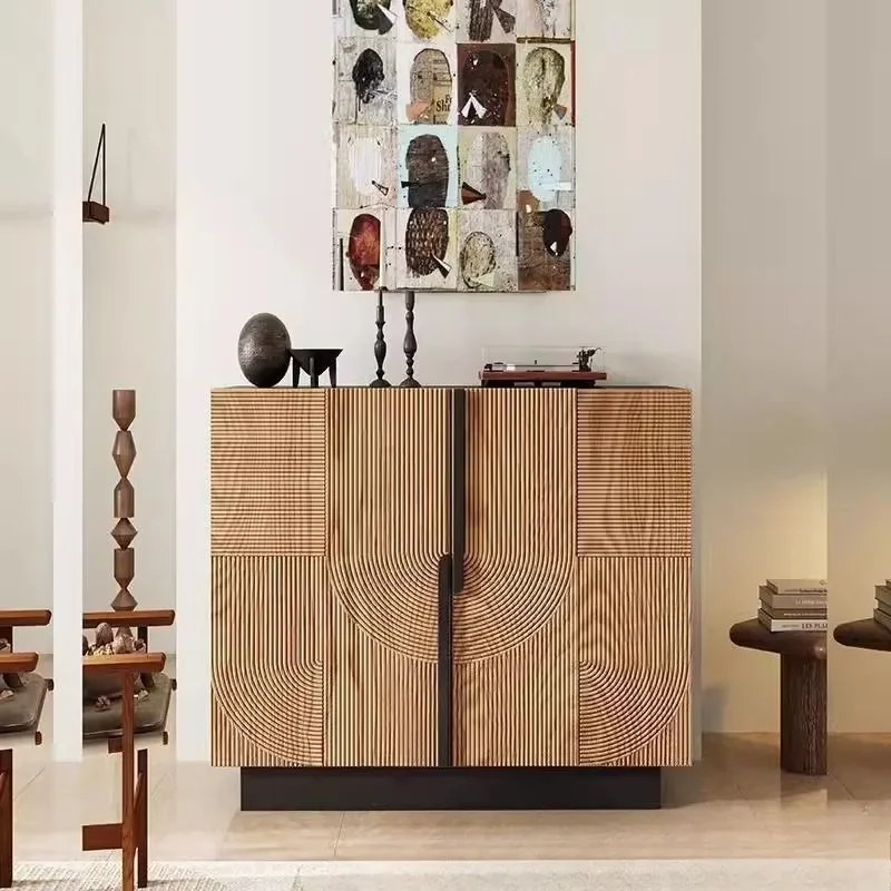 

North cabinet entry modern entrance simple solid wood wine cabinet against the wall living room tea meal