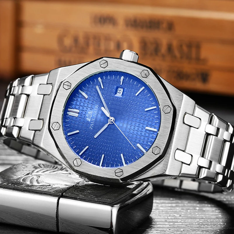 Fashion Fully Automatic Mechanical Watches for Men Calendar Stainless Steel Strap Luxury Brand High Quality Luminous Mens Watch