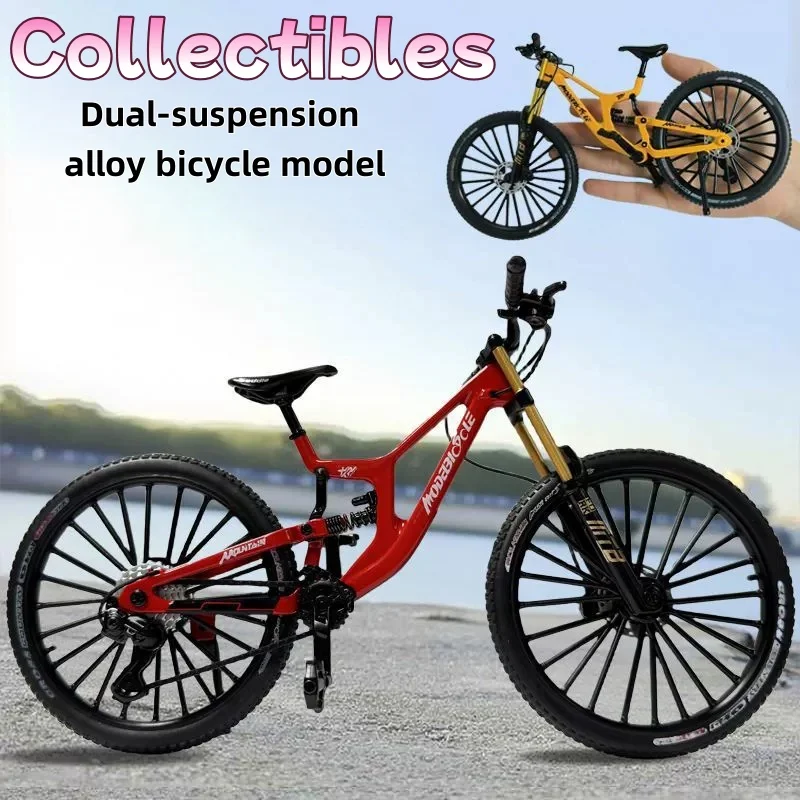 1:8 Scale Alloy Mountain Bike Model Toy Realistic Gear System with Front & Rear Shock Absorbers for Bike Lovers Holiday Gift