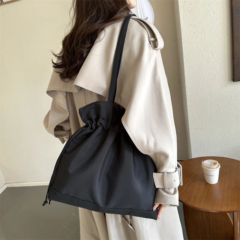 

Faionable Pure Color Buet Bag Женская сумка через плечо Dstring Простой дизайн Повседневная сумка Мягкая сумка из искусственной кожи