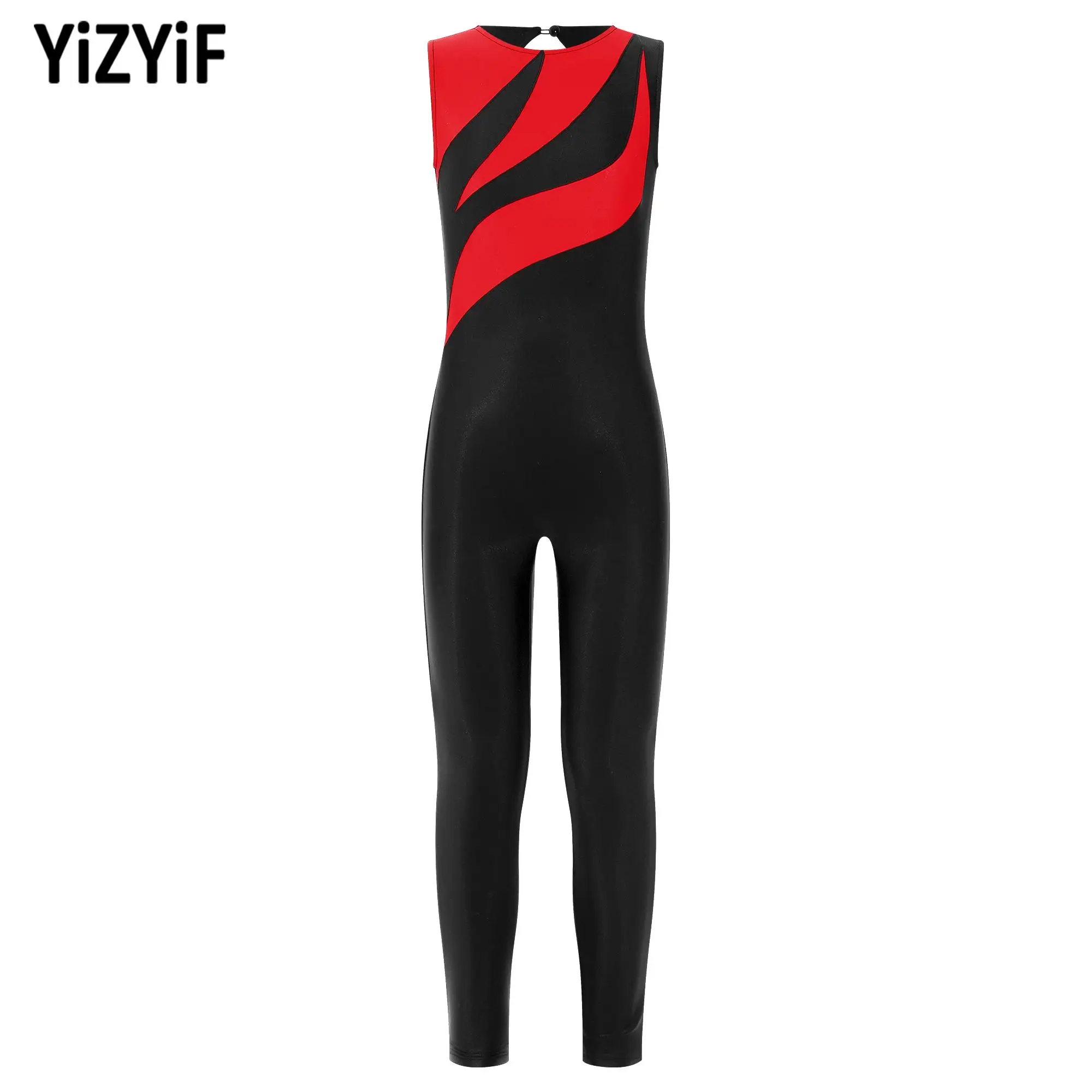 

Girls Kids Rhythmic Gymnastics Leotards Jumpsuit Breathable Sleeveless Stretchy Full Body Dance Bodysuit Yoga Fitness Unitards