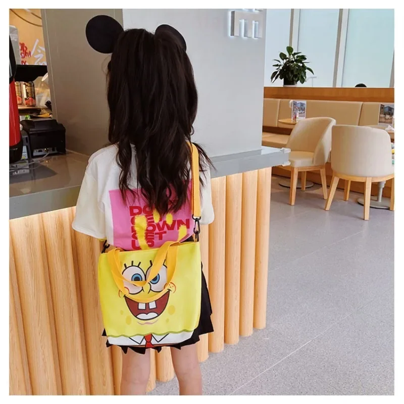 SpongeBob Messenger Bag Kids Cartoon Cute Canvas Travel Anime Boys Girls Kindergarten Children Tote Lunch Shoulder Storage Bags